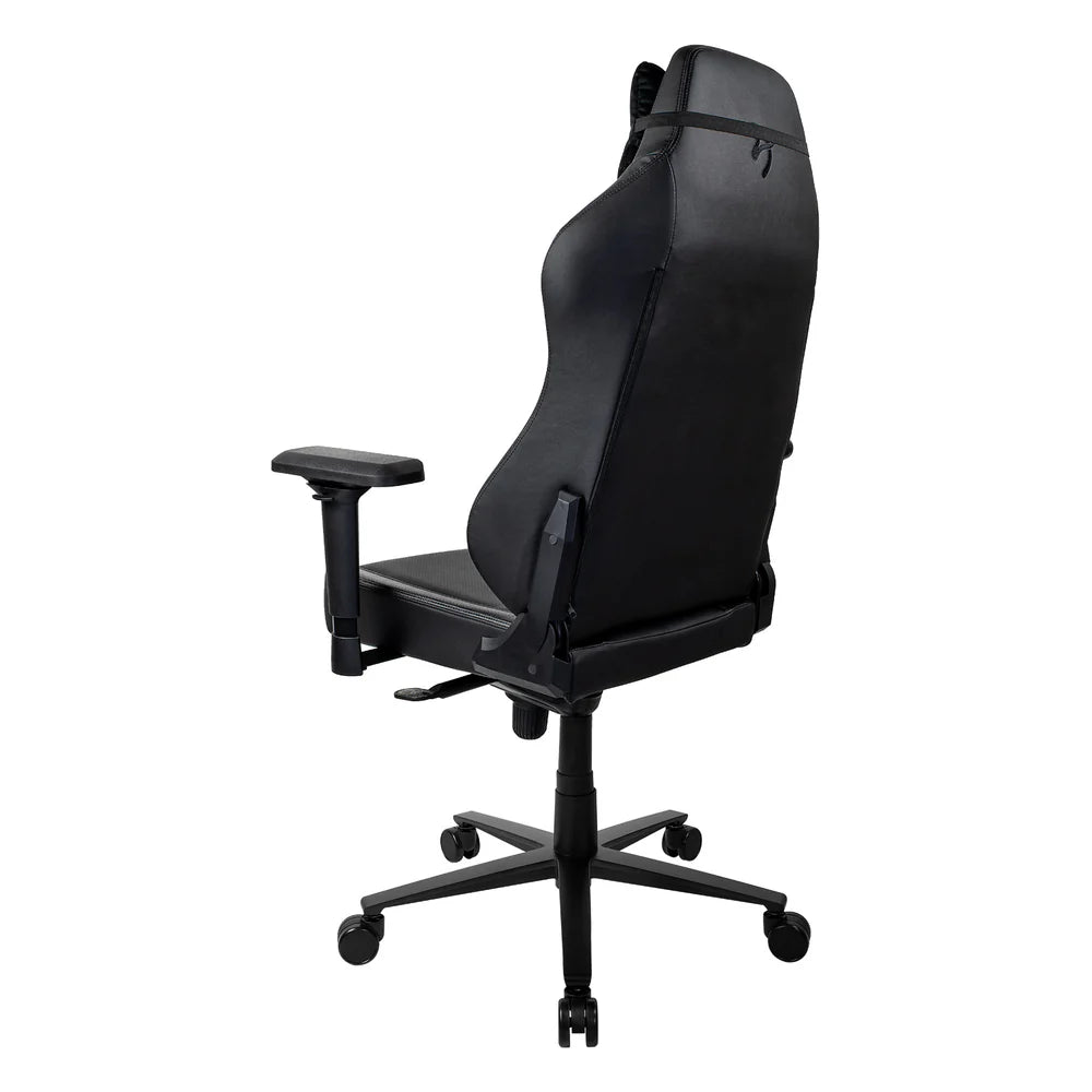 Arozzi PRIMO PU Gaming Chair, Class 4 Gas Lift Cylinder, Metal Frame, Aluminum Base, Premium Leather, Recline/Height/Armrest/Lumbar Adjustable, Velour Neck Pillow, 145kg Max Load Rating, Black, 1 Year Warranty | PRIMO-PU-BK