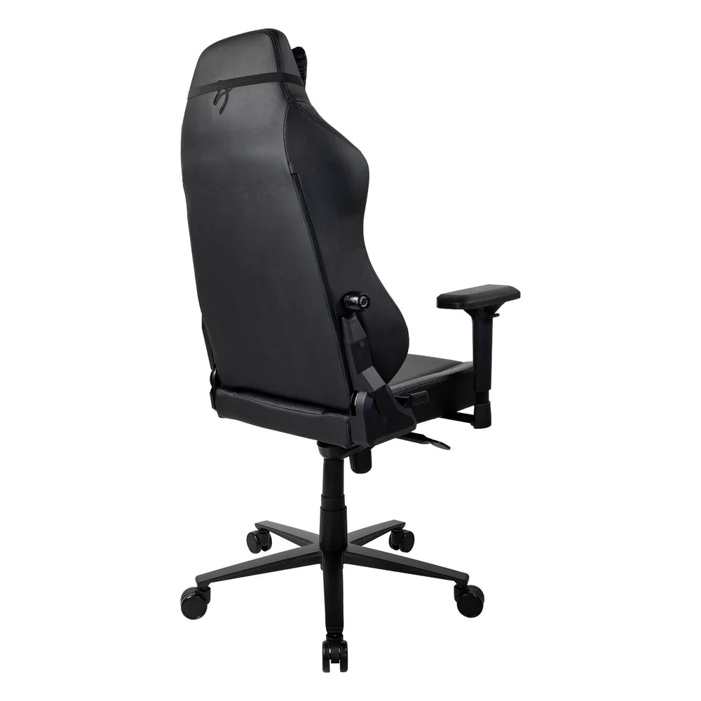 Arozzi PRIMO PU Gaming Chair, Class 4 Gas Lift Cylinder, Metal Frame, Aluminum Base, Premium Leather, Recline/Height/Armrest/Lumbar Adjustable, Velour Neck Pillow, 145kg Max Load Rating, Black, 1 Year Warranty | PRIMO-PU-BK