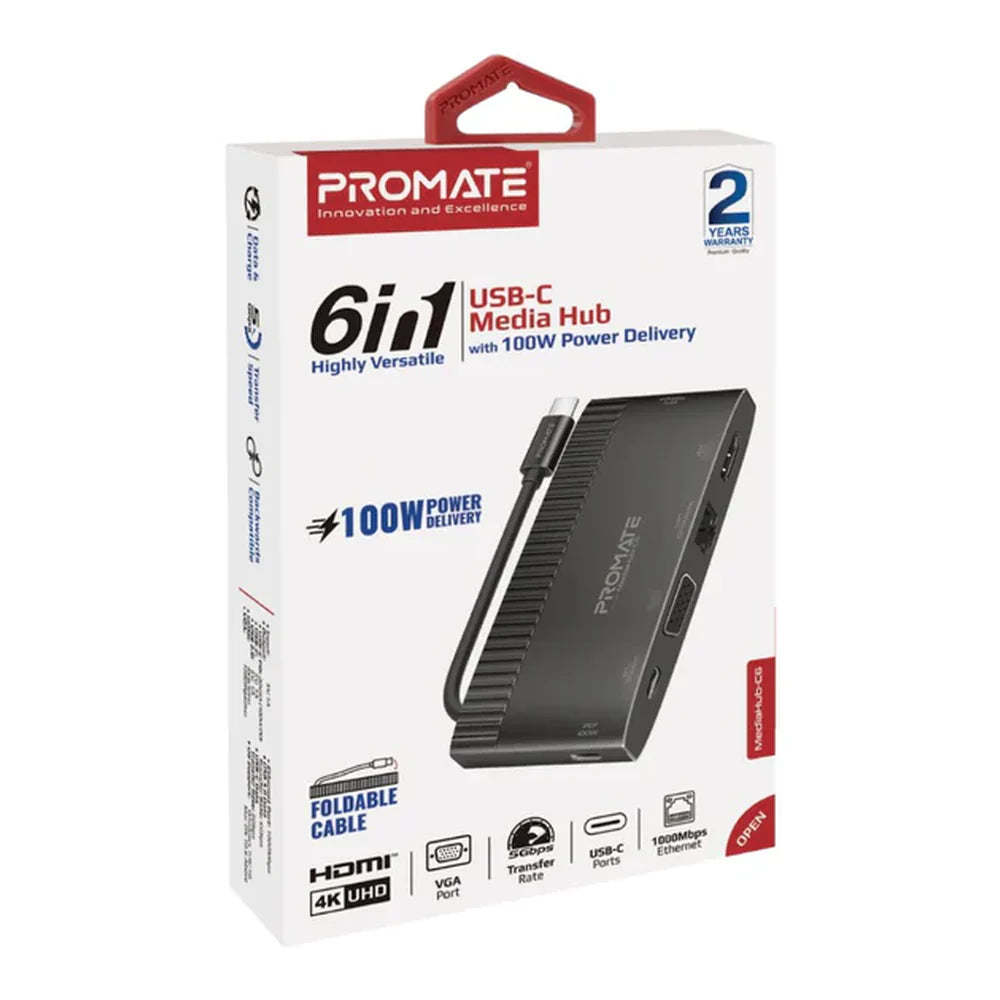 Promate-MediaHub-C6-6-in-1-USB-C-Hub-MEDIAHUB-C6