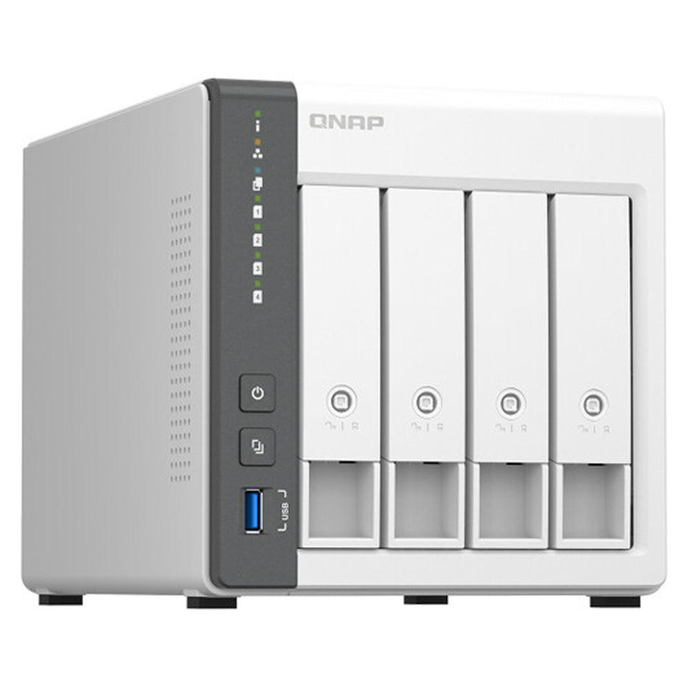QNAP TS-433-4G 4-Bay Tower NAS Box, ARM Cortex-A55 Processor, 4GB RAM, 2.5GbE Port, 1 Year Warranty | TS-433-4G