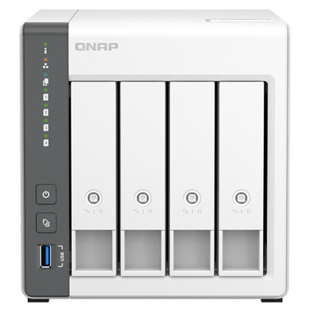 QNAP TS-433-4G 4-Bay Tower NAS Box, ARM Cortex-A55 Processor, 4GB RAM, 2.5GbE Port, 1 Year Warranty | TS-433-4G