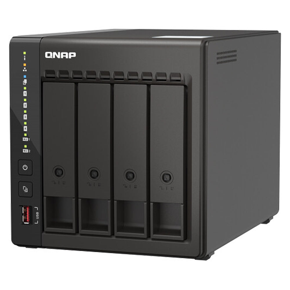 QNAP TS-453E 4-Bay Tower NAS Box, Intel Celeron J6412 Processor, 8GB DDR4 RAM, 2x 2.5GbE Ports, Dual M.2 NVMe Slots, 1 Year Warranty | TS-453E-8G