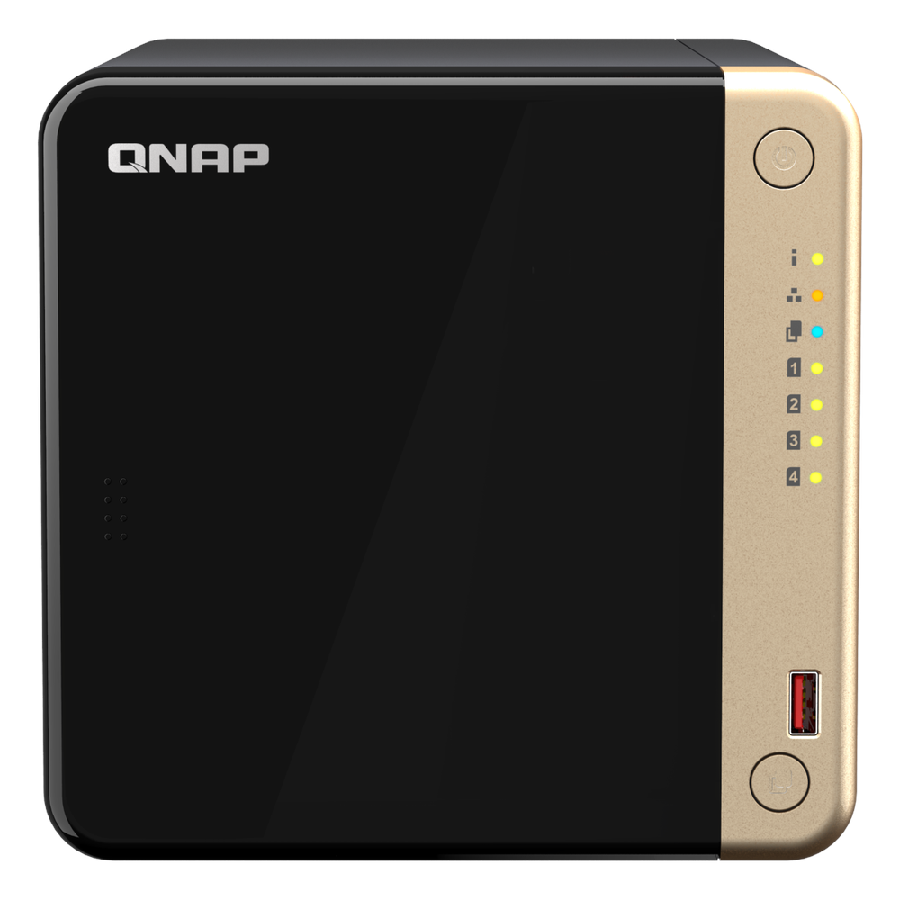 QNAP TS-464 4-Bay Tower NAS Box, Intel Celeron N5095 Processor, 8GB DDR4 RAM, 2x 2.5GbE Ports, Dual M.2 NVMe Slots, 1 Year Warranty | TS-464-8G