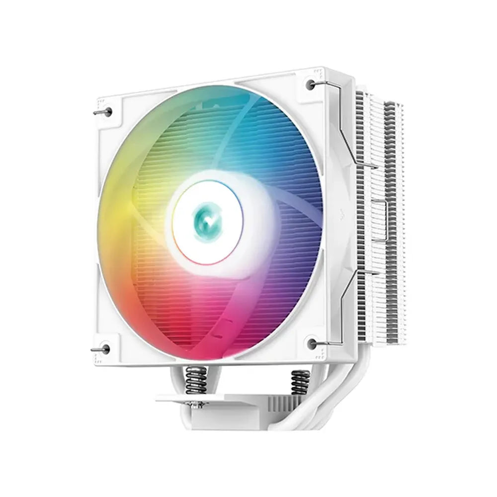 مبرد وحدة المعالجة المركزية DeepCool AG400 الرقمي بتقنية ARGB، 4 أنابيب حرارية، شاشة عرض الحالة في الوقت الفعلي، يدعم مقابس Intel و AMD، أبيض، ضمان لمدة سنة واحدة | R-AG400-WHADMN-G-1