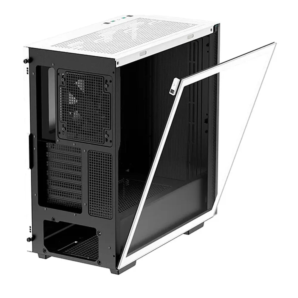 صندوق كمبيوتر DeepCool CH510 WH من نوع Mid-Tower ATX، لوحة جانبية من الزجاج المقسّى، مروحة واحدة بحجم 120 ملم، يدعم بطاقات الرسوميات حتى 380 ملم، لوحة إدخال/إخراج أمامية معيارية، USB 3.0، أبيض، ضمان لمدة سنة | R-CH510-WHNNE1-G-1