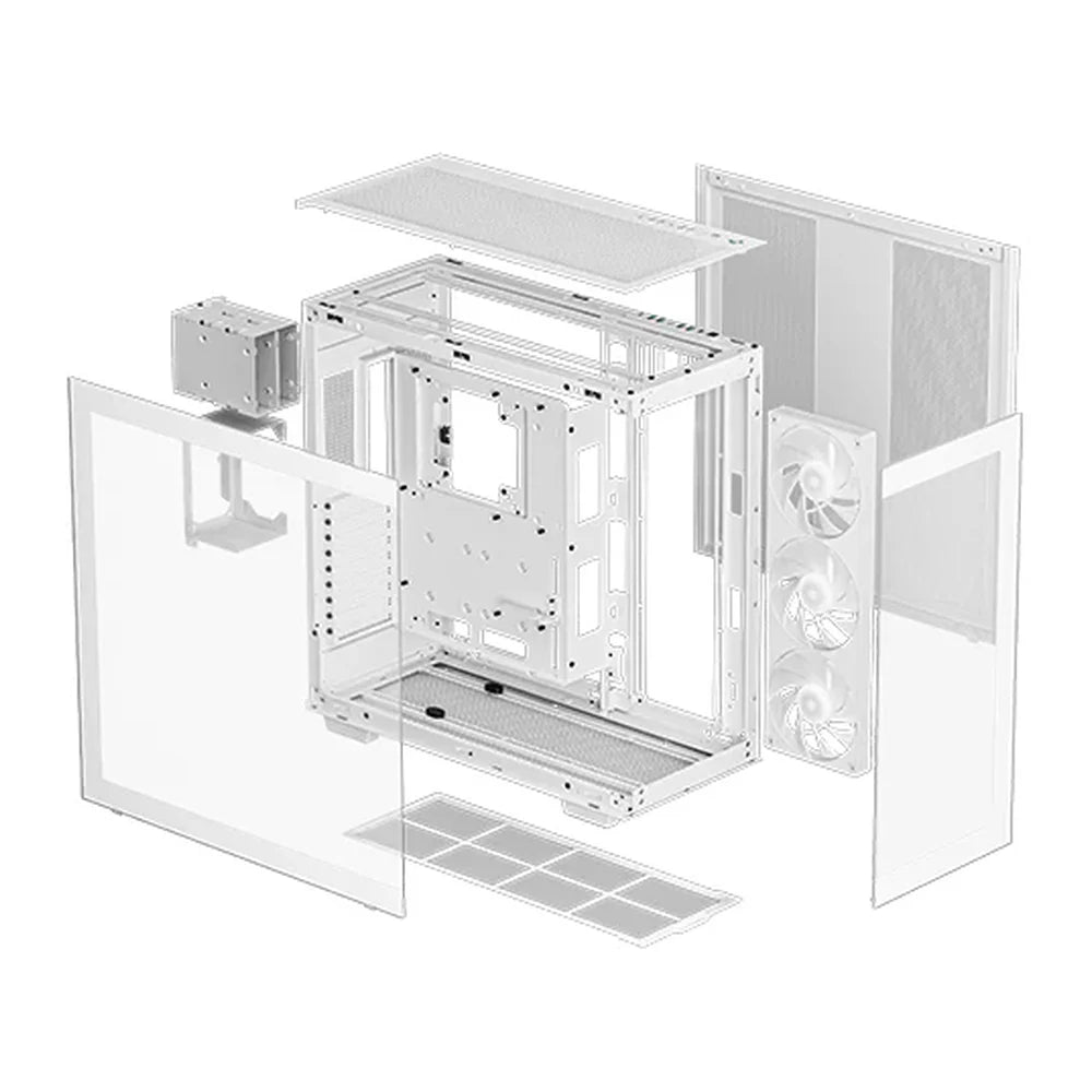 DeepCool CH780 WH E-ATX PC Case, Panoramic Glass-Dual Chamber, 1 x 420mm AR GB Fan Unit, 480mm GPU Support, USB 3.2 Gen 2, White, 1 Year Warranty | R-CH780-WHADE41-G-1