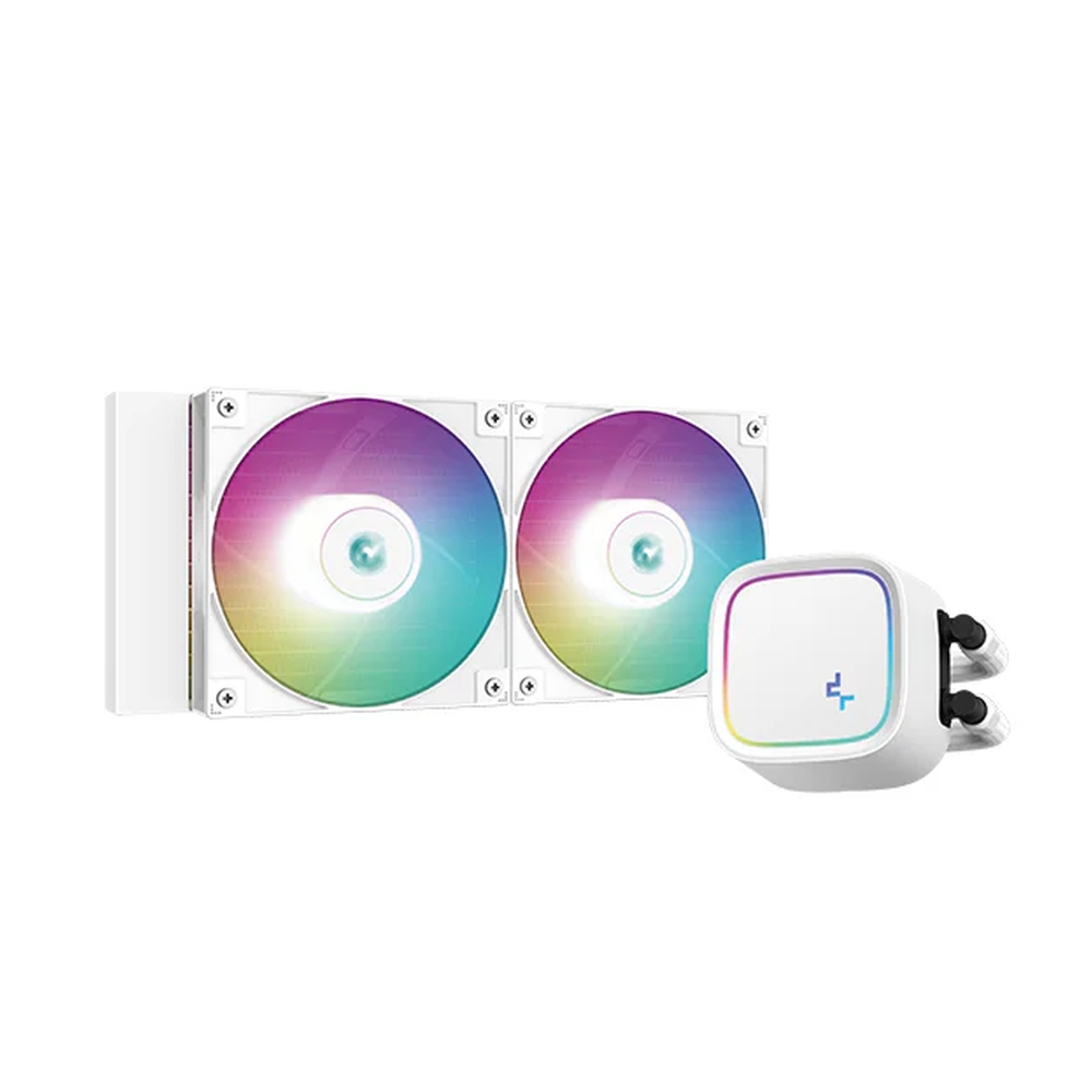 DeepCool LE520 AIO Liquid Cooler, Addressable RGB LED CAP, Supports Intel, AMD Sockets, 2 x RGB Fans, White, 1 Year Warranty | R-LE520-WHAMMN-G-1