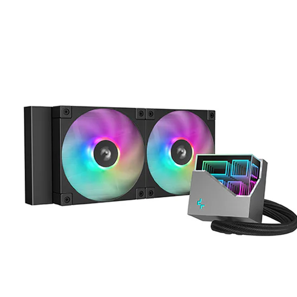 DeepCool LT240 AIO Liquid Cooler, 240 mm Radiator, Addressable RGB LED Prisim CAP, Supports Intel, AMD Sockets, 2 x RGB Fans, Black, 1 Year Warranty | R-LT240-BKAMNC-G-1