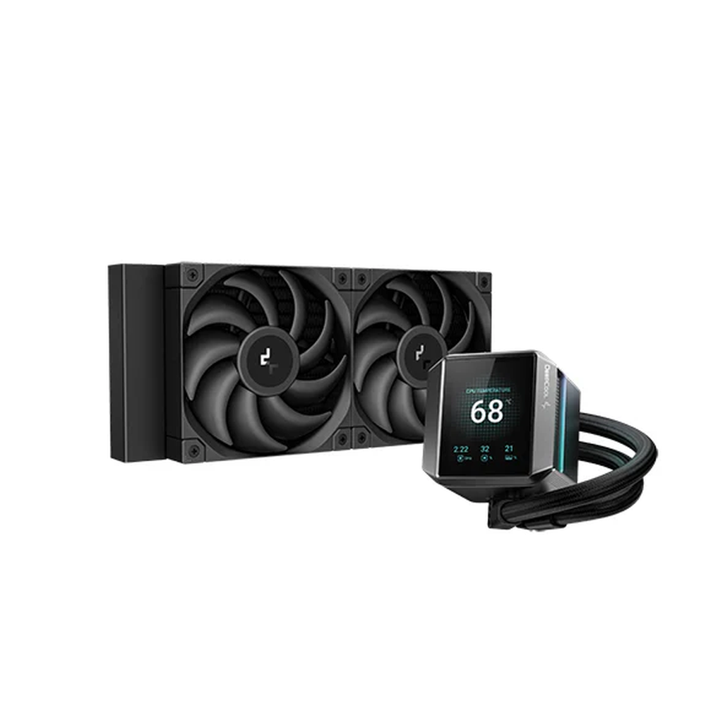 DeepCool Mystique 240 ARGB AIO Liquid Cooler, 2.83" TFT Display, Supports Intel, AMD Sockets, 2 x RGB Fans, Black, 1 Year Warranty | R-LX550-BKADSNC-G-1
