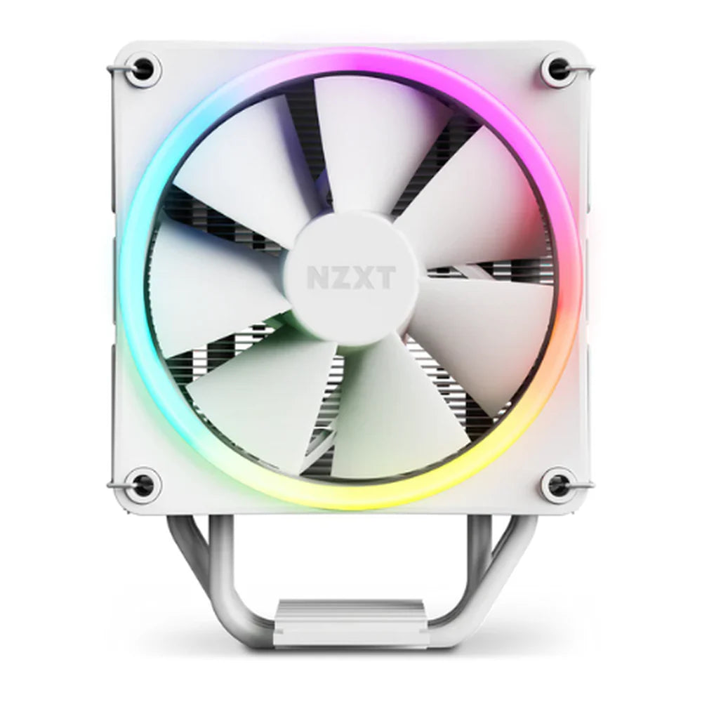 NZXT T120 RGB Air Cooler, 4 x Copper Heatpipes, Supports Intel, AMD Sockets, F120 RGB Fan, White, 1 Year Warranty | RC-TR120-W1