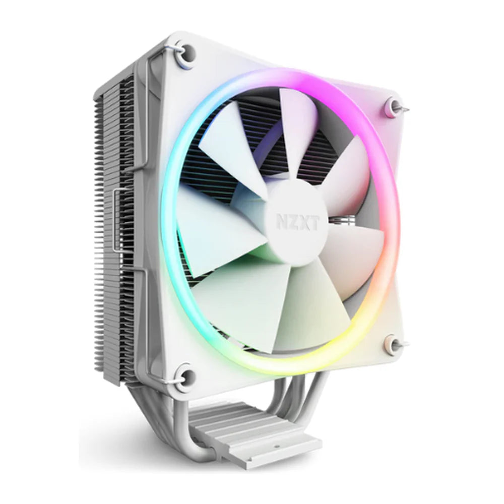NZXT T120 RGB Air Cooler, 4 x Copper Heatpipes, Supports Intel, AMD Sockets, F120 RGB Fan, White, 1 Year Warranty | RC-TR120-W1