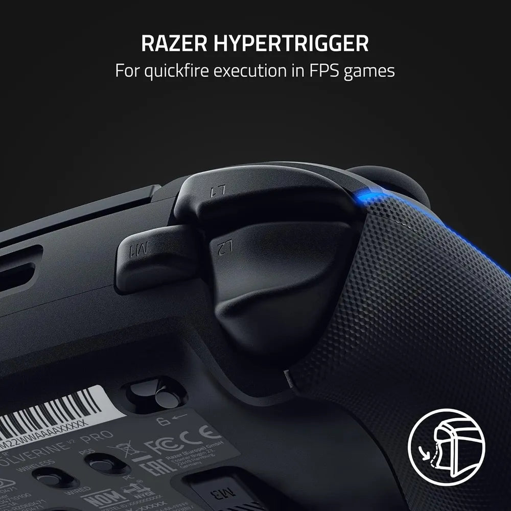 Razer Wolverine V2 Pro Wireless Gaming Controller, Mecha-Tactile Action Buttons, 8-Way Microswitch D-Pad, HyperTrigger, 6 Remapable Buttons, Up to 28 Hours Battery Life, Chroma RGB Lighting,Black, 1 Year Warranty | RZ06-04710200-R3G1