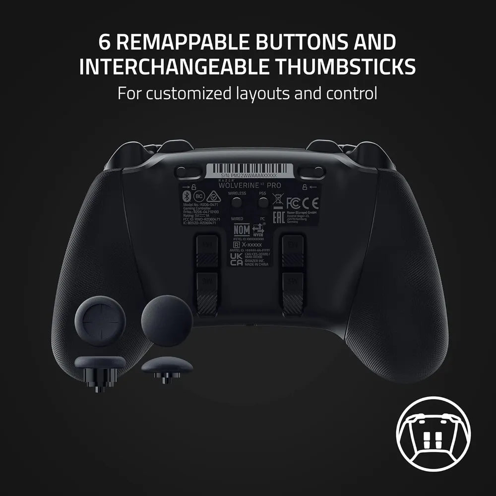 Razer Wolverine V2 Pro Wireless Gaming Controller, Mecha-Tactile Action Buttons, 8-Way Microswitch D-Pad, HyperTrigger, 6 Remapable Buttons, Up to 28 Hours Battery Life, Chroma RGB Lighting,Black, 1 Year Warranty | RZ06-04710200-R3G1