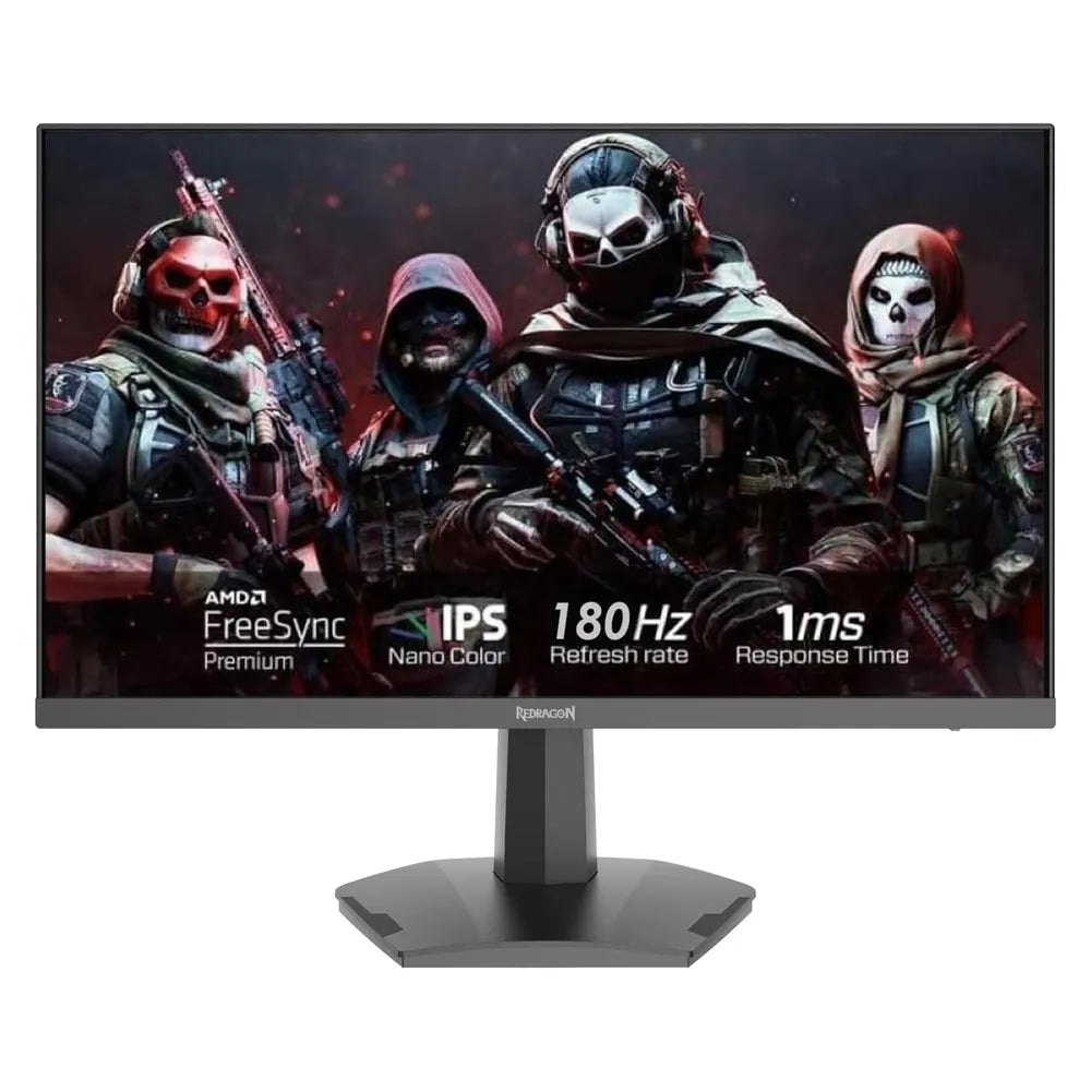 شاشة ألعاب Redragon AZUR-III، دقة 24 بوصة FHD (1920 × 1080)، 200 هرتز، مضادة للتوهج، زمن استجابة 1 مللي ثانية، HDMI، منفذ عرض (DP)، حامل قابل للإمالة، أسود، ضمان سنة واحدة | GM24X5IPS