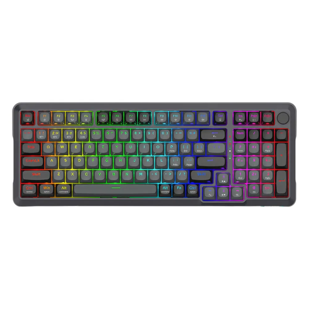 Redragon K688 Bragi Pro Wireless Mechanical Gaming Keyboard, 96% Layout, 2.4 GHz, Bluetooth & USB-C Wired, Hot-Swappable Longyin Linear Switches, RGB Backlight, Full Anti-Ghosting, Black, 1 Year Warranty | K688GB-RGB-PRO