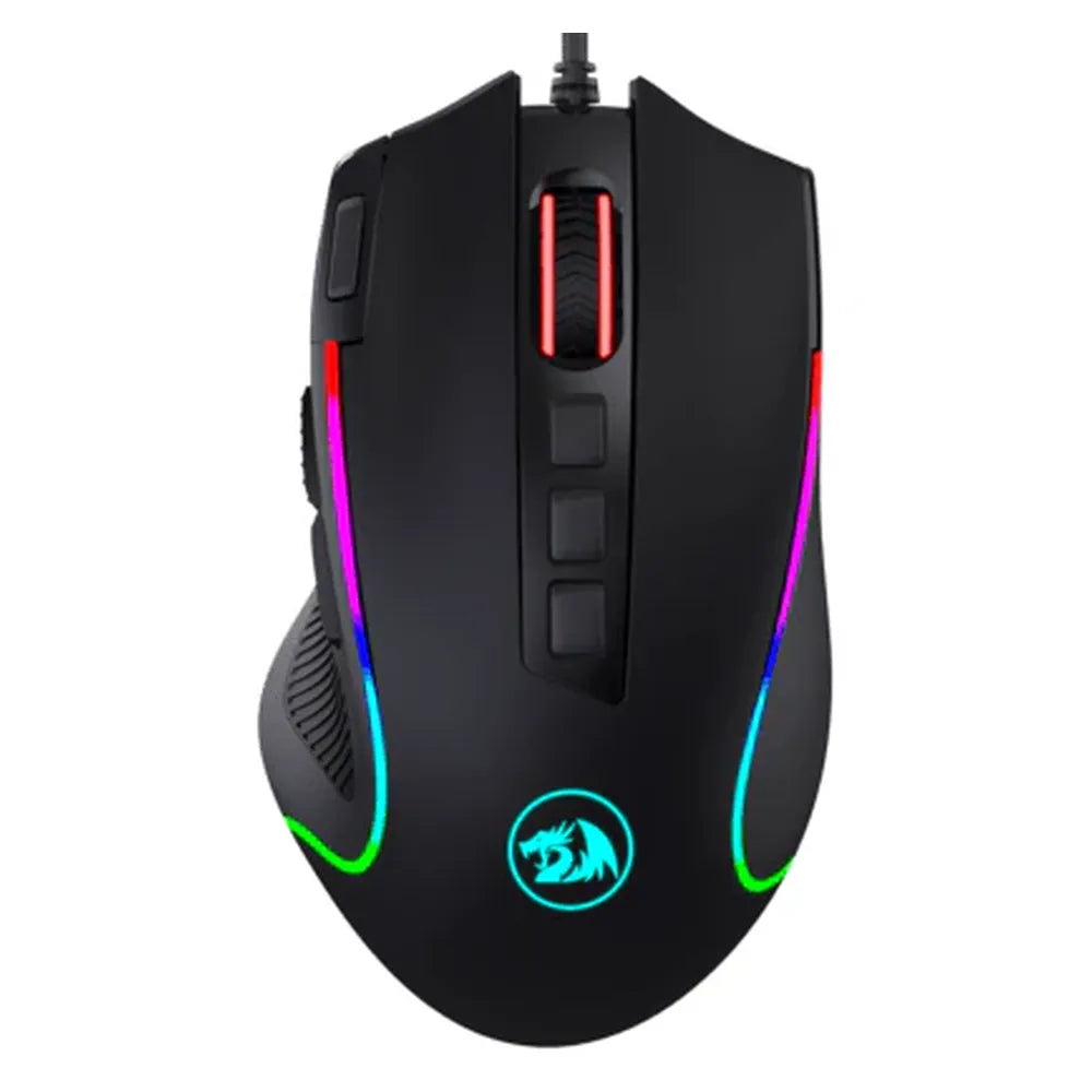 Redragon M612 Predator Wired Gaming Mouse, Wired-USB, Up to 8000 DPI, PixArt PAW3104 Optical Sensor, 1000Hz Polling Rate, HUANO Mechanical Switches, 9 Programmable Buttons, RGB Backlight, Black, 1 Year Warranty | M612-RGB