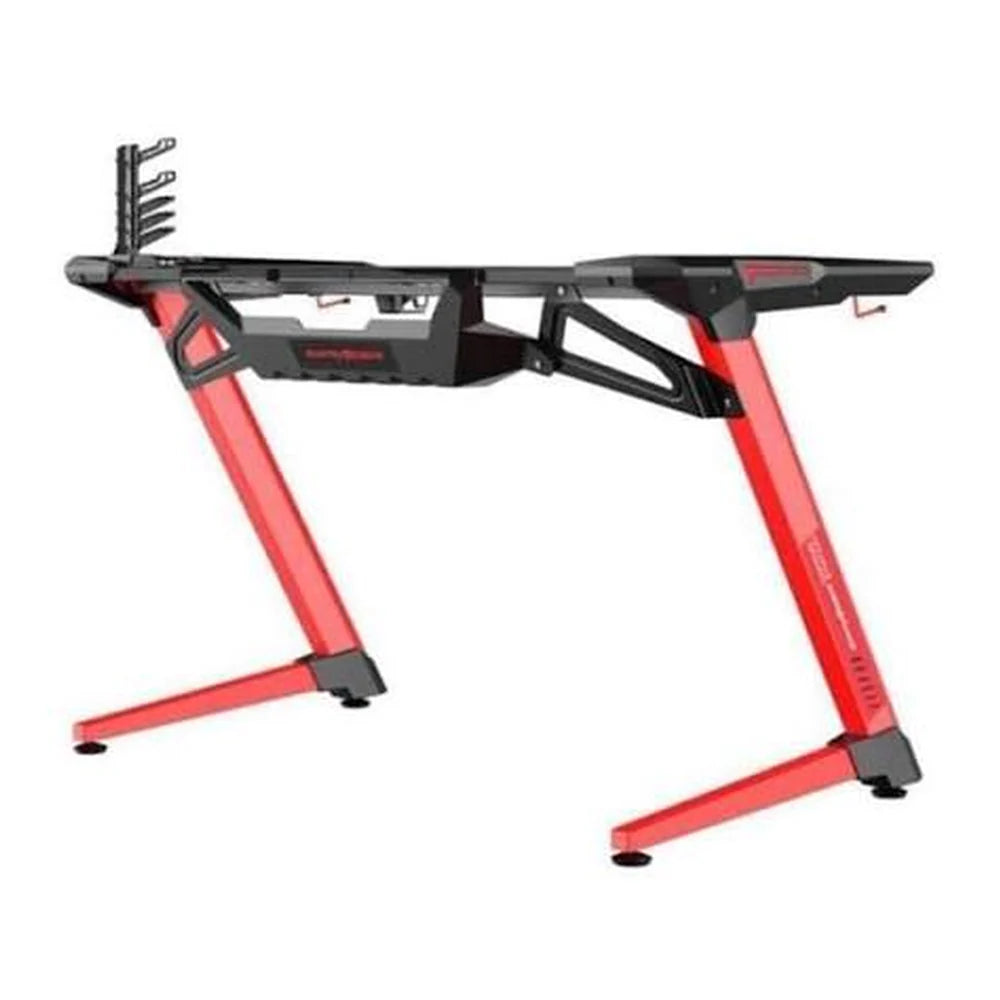 DXRacer E-Sports Gaming Desk, Carbon Fiber Tabletop, RGB Lighting, Built-in Socket Storage Bin, Black & Red, 1 Year Warranty | TG-GD001-NR-1