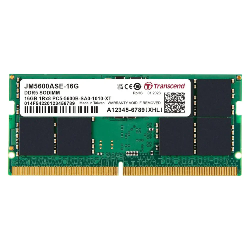 Transcend SO-DIMM Memory Module, 16GB (1x16GB), DDR5 DRAM, 5600 MT/s, 1 Year Warranty | JM5600ASE-16G