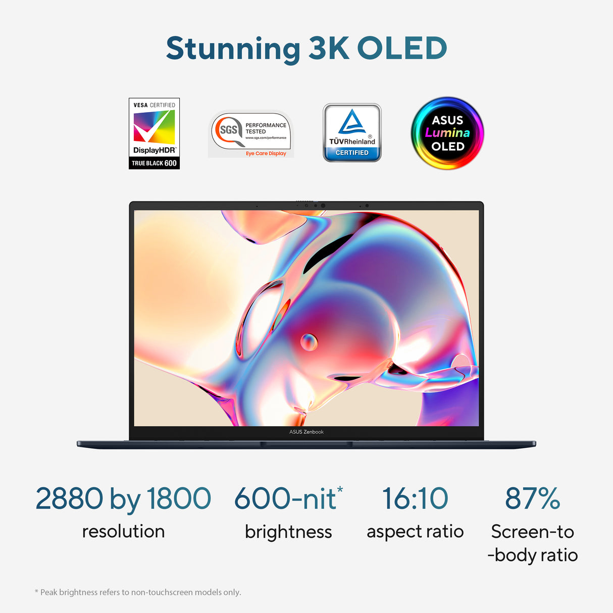 Asus Zenbook 14 Laptop, Intel Core Ultra 7 255H Processor, 16GB RAM, 1TB SSD, Intel Arc Graphics, 14" 3K OLED 120Hz Touch Display, Windows 11 Home, Backlit English & Arabic Keyboard, Ponder Blue, 1 Year Warranty | UX3405CA-SU867W