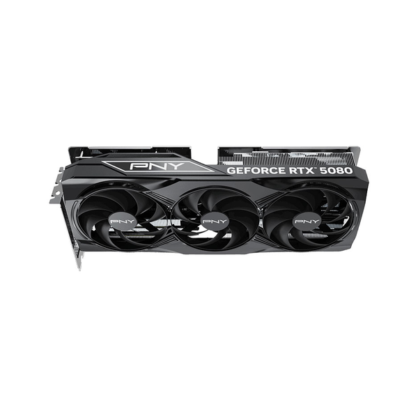 PNY GeForce RTX 5080 EPIC-X Triple Fan OC Edition Graphics Card, GDDR7 16 GB 256-bit Memory, HDMI 2.1b, DP 2.1b Outputs, PCI Express 5.0, 2625 MHz Boost Clock, 960 GB/s Memory Bandwidth, 1 Year Warranty | VCG508016TFXPB1-O