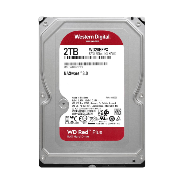 WD Red Plus Internal NAS SATA HDD, 2TB, 5400 RPM, 175 MB/s Data Transfer Speed, 64MB Cache, 1 Year Warranty | WD20EFPX