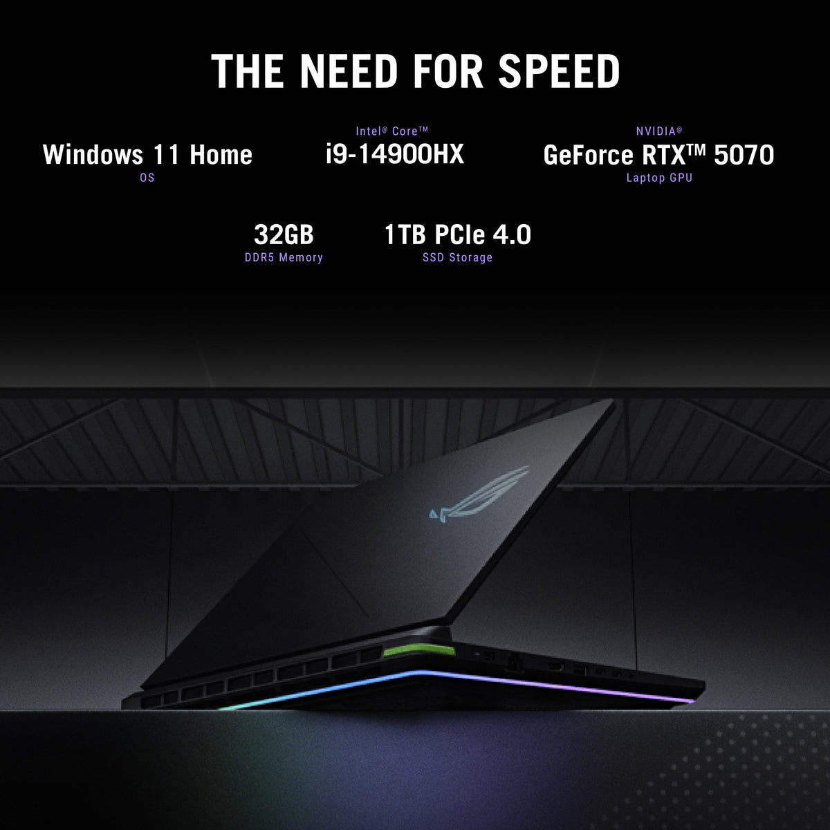 Asus ROG Strix G16 Gaming Laptop, Intel Core i9-14900HX Processor, 32GB DDR5 RAM, 1TB SSD, NVIDIA GeForce RTX 5070 8GB GDDR7, 16" WQXGA 240Hz IPS-Level Display, Windows 11 Home, English & Arabic Keyboard, 1 Year Warranty | G615JPR-G91621W