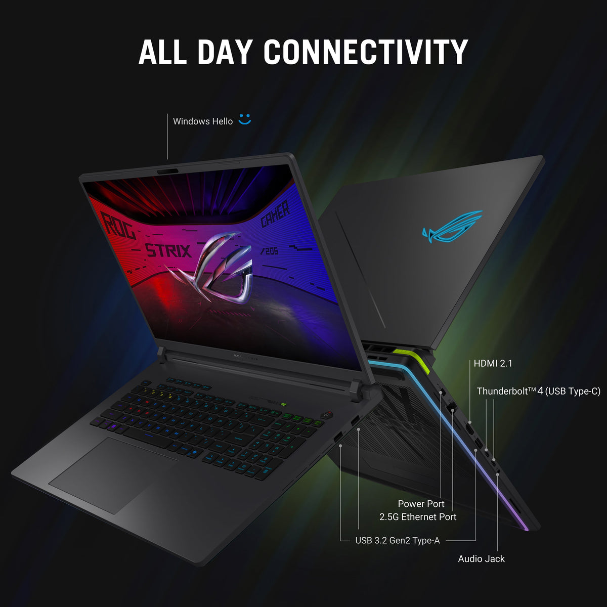Asus ROG Strix G16 Gaming Laptop, Intel Core i9-14900HX Processor, 32GB DDR5 RAM, 1TB SSD, NVIDIA GeForce RTX 5070 8GB GDDR7, 16" WQXGA 240Hz IPS-Level Display, Windows 11 Home, English & Arabic Keyboard, 1 Year Warranty | G615JPR-G91621W
