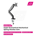 Skill Tech Mechanical Spring Single Monitor Arm, Supports 17"–32" Screens, up to 9 kg, Mechanical Spring Height Adjustment, Full-Motion, Integrated Cable Management, 1 Year Warranty | SH130-C012