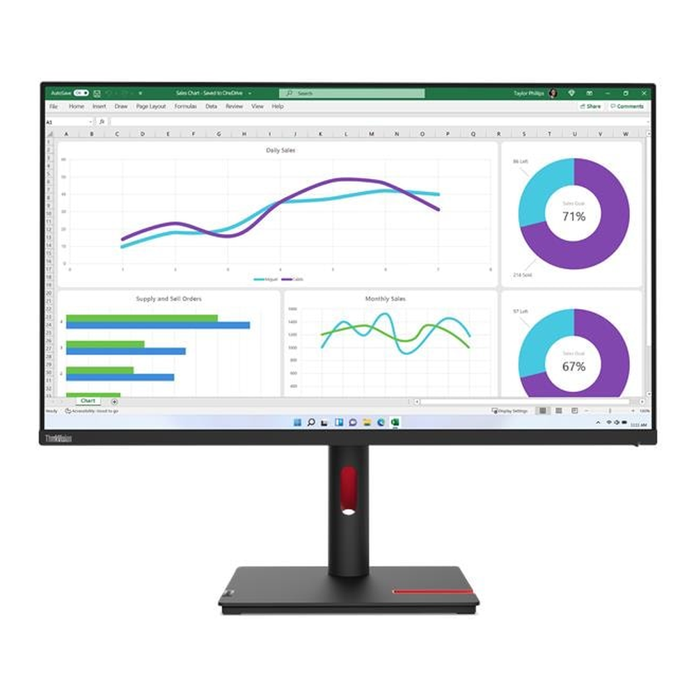 Lenovo ThinkVision T32h-30 31.5" QHD (2560 x 1440) Monitor, Anti-glare, USB-C, HDMI, DP, RJ45, Height/Tilt/Swivel/Pivot, Adjustable, 3 Year Warranty | 63D3GAT1UK