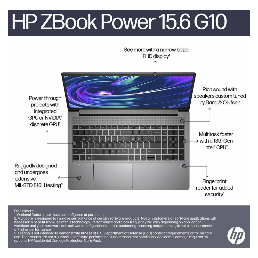 HP ZBook Power G10 Mobile Workstation Laptop, AMD Ryzen 9 PRO 7940HS Processor, 32GB RAM, 512GB SSD, 8GB Nvidia RTX 2000 Ada Graphics, 15.6" QHD Display, Windows 11 Pro, English & Arabic Backlit Keyboard, 1 Year Warranty | 866F4EA