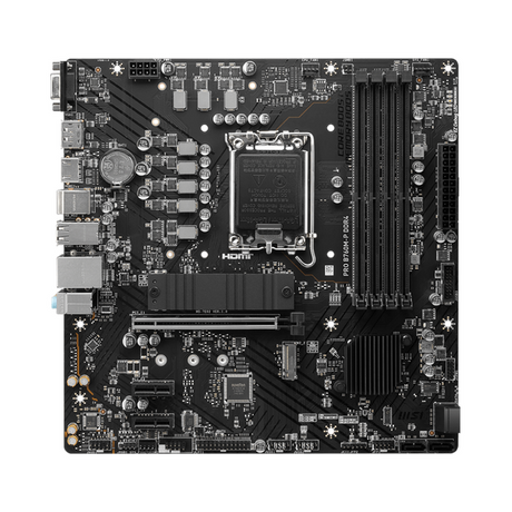 Msi PRO B760M-P Motherboard, LGA 1700 Socket, mATX Form Factor, DDR4 Ram, PCIe 4.0, USB 10 GBps, HDMI 1.4, DisplayPort 1.4, VGA, Realtek RTL8111H Gigabit LAN, PCI-E Steel Armor, 1 Year Warranty | 911-7E02-016