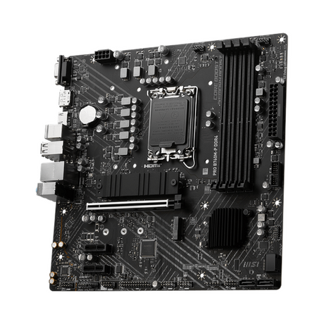 Msi PRO B760M-P Motherboard, LGA 1700 Socket, mATX Form Factor, DDR4 Ram, PCIe 4.0, USB 10 GBps, HDMI 1.4, DisplayPort 1.4, VGA, Realtek RTL8111H Gigabit LAN, PCI-E Steel Armor, 1 Year Warranty | 911-7E02-016