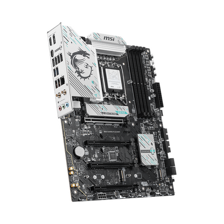 Msi B860 Gaming Plus WiFi Motherboard, LGA 1851 Socket, ATX Form Factor, DDR5 Ram, PCIe 5.0, Intel Killer BE1750x Wi-Fi 7 & Bluetooth 5.4, Thunderbolt4 Port, USB 10 GBps, Intel Killer E5000 5 GBps LAN, EZ M.2 Shield Frozr II, 1 Year Warranty |
