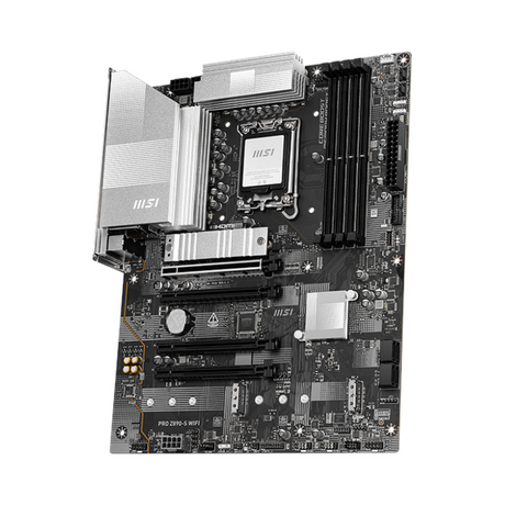 Msi PRO Z890-S WiFi Motherboard, LGA 1851 Socket, ATX Form Factor, DDR5 Ram, PCIe 5.0, Intel Wi-Fi 7, Bluetooth 5.4, USB 40 GBps, HDMI 2.1, DisplayPort 1.4, Thunderbolt4 (Type-C), Realtek RTL8125D 2.5G LAN, EZ M.2 Shield Frozr, 1 Year Warranty |