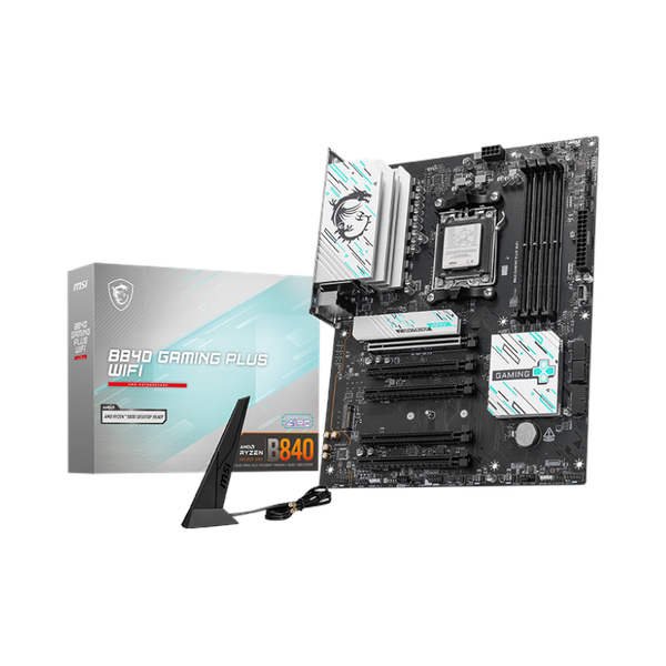 Msi B840 Gaming Plus WiFi Motherboard, AM5 Socket, ATX Form Factor, DDR5 Ram, PCIe 4.0, Wi-Fi 7, Bluetooth 5.4, USB 10 GBps, 2.5G LAN, 1 Year Warranty | 911-7E57-002