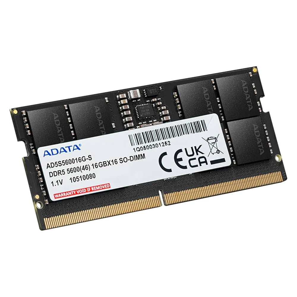ADATA SO-DIMM Memory Module, 16GB (1x16GB), DDR5 DRAM, 5600 MT/s, 1 Year Warranty | AD5S560016G-S