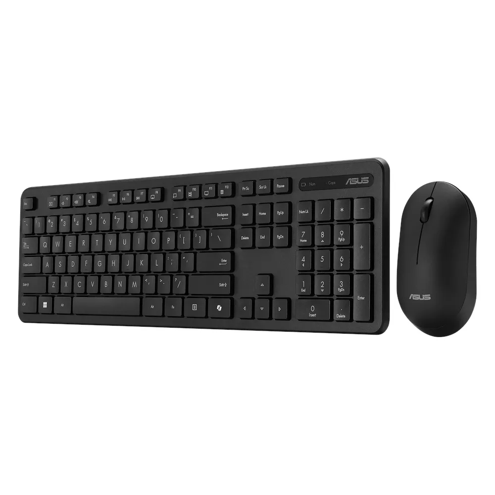 Asus CW100 Wireless Keyboard & Mouse Combo, 2.4Ghz Wireless Reciever, 100% Keyboard Layout, 1600 DPI Optical Mouse Sensor, Slim Lightweight Design, Up to 6 months Battery Life, Black, 1 Year Warranty | 90XB0700-BKM110