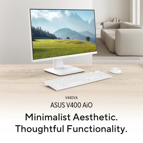 Asus V440VA All-in-One Desktop PC, Intel Core 5 210H Processor, 16GB RAM, 512GB SSD, 23.8" FHD 100Hz Display, Windows 11 Home, Speakers & 5M IR Camera, 120W Adapter, Sandstone Wireless Keyboard & Mouse Included, 3 Year Warranty | V440VA-C521016512W