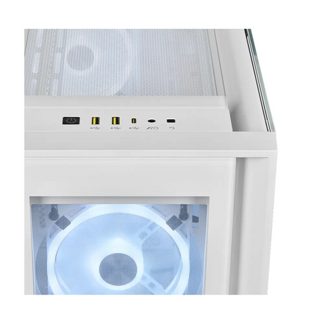 Corsair iCUE 5000X R GB QL Edition Mid-Tower ATX Case, Tempered Glass Side Window, 4 x QL120 R GB fans, 430mm GPU Support, USB 3.2 Gen 2, iCUE Lighting NodeCORE Included, White, 1 Year Warranty | CC-9011233-WW