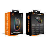 ماوس الألعاب السلكي الضوئي Cougar Surpassion RGB، مستشعر ألعاب بصري PAW3309 بدقة 6400 نقطة لكل بوصة، معدل اقتراع 1000 هرتز، مفتاح ألعاب 20 مليون نقرة، 6 أزرار قابلة للبرمجة، تصميم مريح لليد اليمنى، أسود، ضمان لمدة عام | CGR-WOMB-SUR