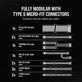 Corsair RM850x SHIFT 80 Plus Gold Power Supply, 850W, Fully Modular, ATX, Black, 1 Year Warranty | CP-9020252-UK