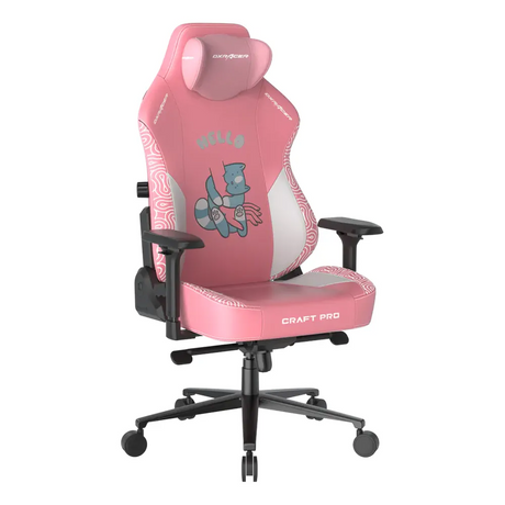 DXRacer Craft Halo Cat Edition Gaming Chair, Class 4 Gas Lift Cylinder, 2D Integrated Lumbar Support, Aluminum Base, 60mm PU Caster, Fully Adjustable, Pink, 1 Year Warranty | CRA-PR008-P-H1