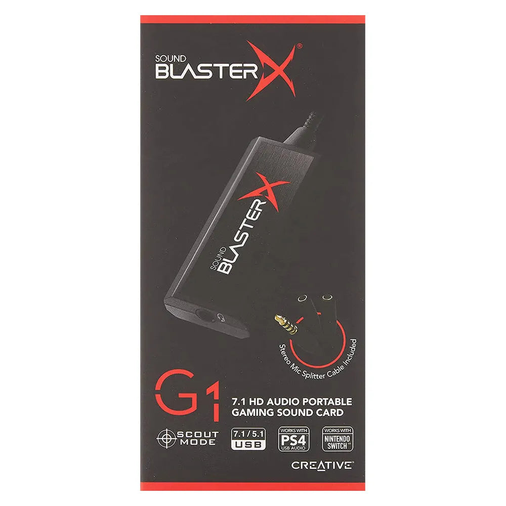 Creative Sound BlasterX G1 7.1 Portable Sound Card, Headphone Amplifier, BlasterX Acoustic Engine Pro, USB-A, 1 Year Warranty | CL-SB-G1