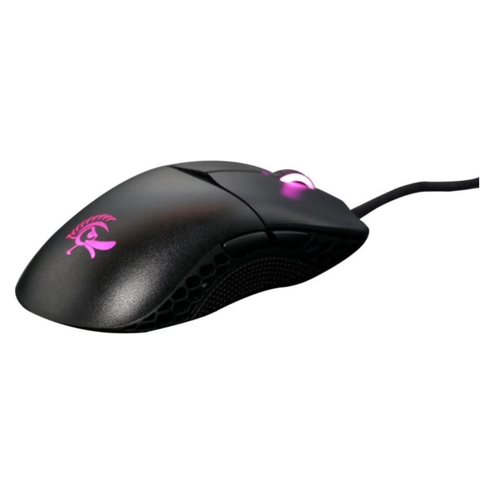 ماوس ألعاب Ducky Feather سلكي RGB، مستشعر بصري PixArt PMW3389DM، معدل اقتراع 1000 هرتز، مفاتيح Huano دقيقة، 7 أزرار قابلة للبرمجة، تصميم متماثل، أسود، ضمان لمدة عام | DMFE20O-OAAPA7