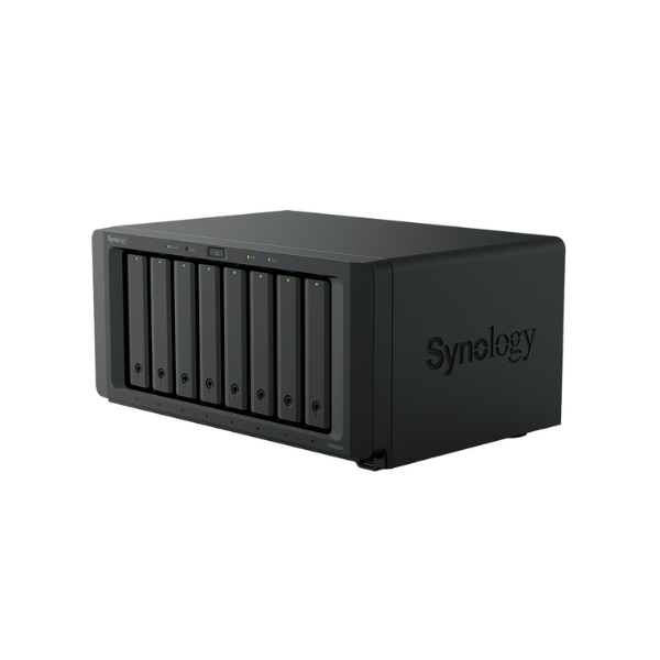Synology DiskStation DS1825+ 8 Bay Nas Box، 3.5 بوصة أو 2.5 بوصة SATA، M.2 2280 NVMe SSD، معالج AMD Ryzen V1500B، ذاكرة وصول عشوائي (RAM) 8 جيجابايت، 204.94 وحدة حرارية بريطانية/ساعة، RJ-45، USB 3.2، USB-C، ضمان 3 سنوات | DS1825+