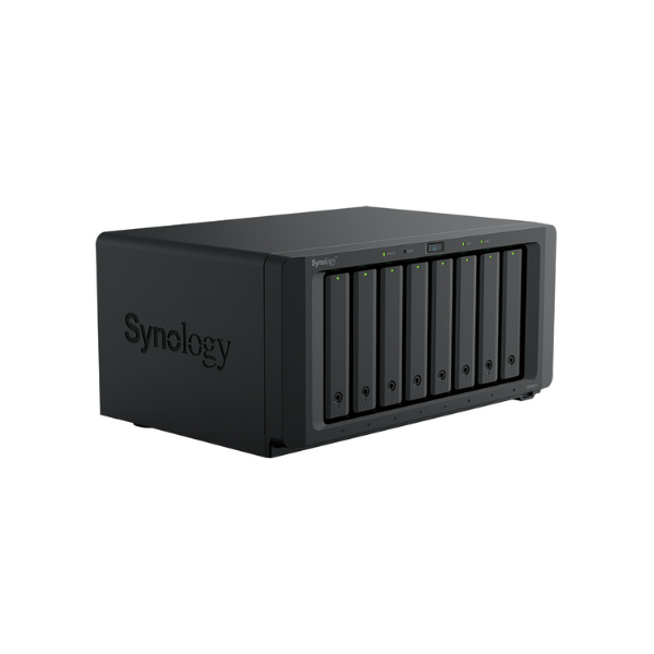 Synology DiskStation DS1825+ 8 Bay Nas Box، 3.5 بوصة أو 2.5 بوصة SATA، M.2 2280 NVMe SSD، معالج AMD Ryzen V1500B، ذاكرة وصول عشوائي (RAM) 8 جيجابايت، 204.94 وحدة حرارية بريطانية/ساعة، RJ-45، USB 3.2، USB-C، ضمان 3 سنوات | DS1825+