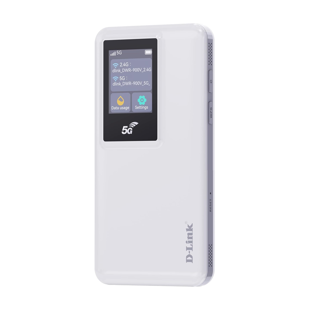 D-Link 5G Mi-Fi Router, Up To 4.6 Gbps Download Speed, Up To 1.25 Gbps Upload Speed, Dual Internal Antennas, Type-A/Type-C Power Bank Ports, Rechargeable 10000mAh Battery, 1 Year Warranty | DWR-900V