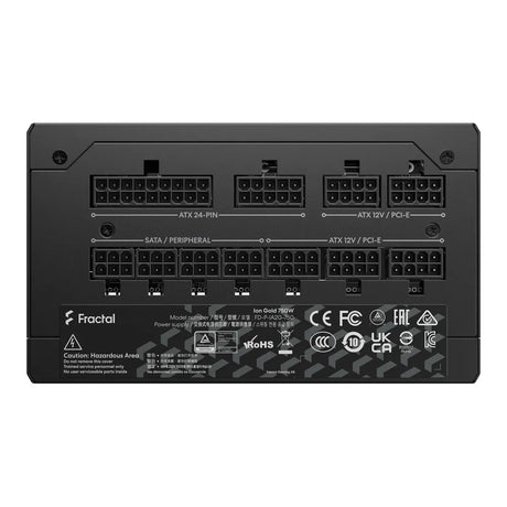 Fractal Design Ion 80 Plus Gold Power Supply, 750W, Fully Modular, ATX, Black, 1 Year Warranty | FD-P-IA2G-750