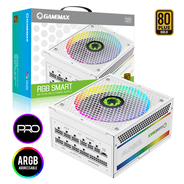 POWER SUPPLY1050W GAMEMAX R GB1050 PRO ATX3.0,PCIe 5 WHITE | GM-R GB1050-WT