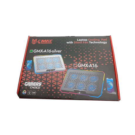G-MAX Notebook Cooler Gaming With 6 R GB Fan GMX-A16 SILVER